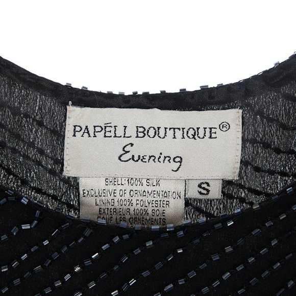 Vintage Papell Boutique 100% Silk Beaded Top Small - Picture 4 of 8